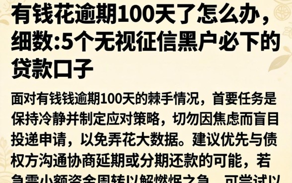 有钱花逾期100天了怎么办，细致阐述5个无视征信黑户必下的贷款口子
