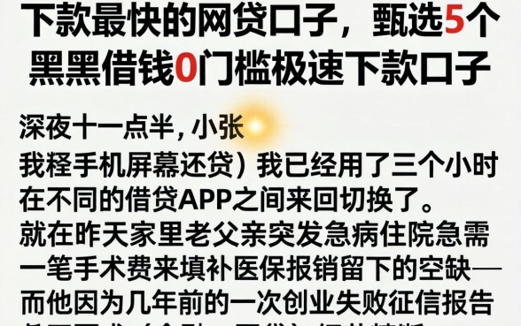 下款最快的网贷口子，甄选5个黑户借钱0门槛极速下款口子