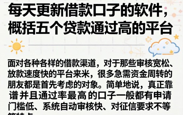 每天更新借款口子的软件，概括五个贷款通过高的平台