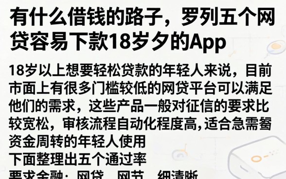 有什么借钱的路子，罗列五个网贷容易下款18岁的app