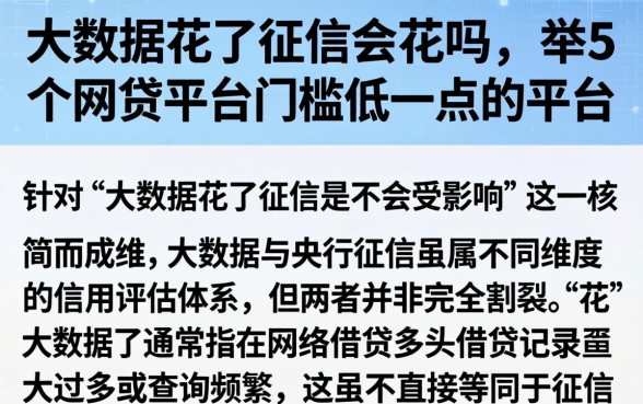 大数据花了征信会花吗，枚举5个网贷平台门槛低一点的平台