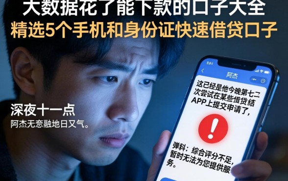 大数据花了能下款的口子大全，精选5个手机和身份证快速借钱口子