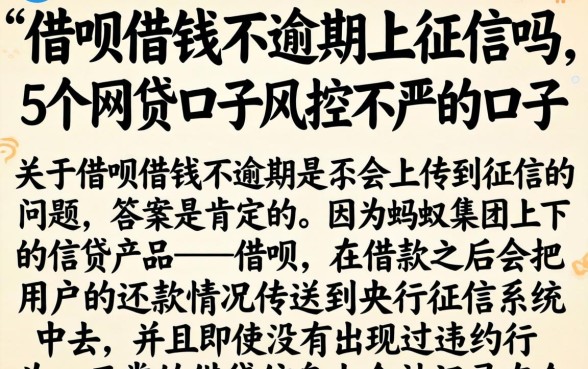 借呗借钱不逾期上征信吗，概括5个网贷口子风控不严的口子