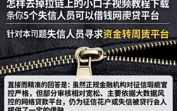 怎样去掉拉链上的小口子视频教程下载，条列5个失信人员可以借钱的网贷平台