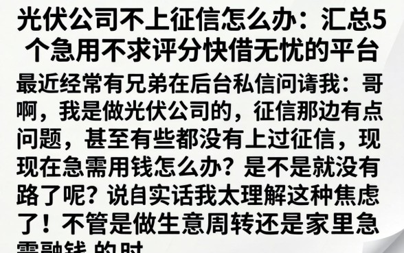 光伏公司不上征信怎么办，汇总5个急用不求评分快借无忧的平台