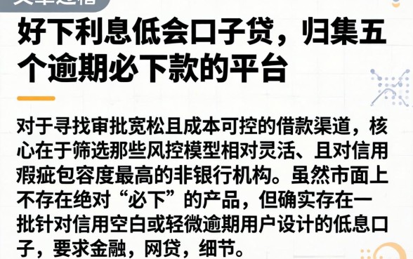 好下利息低的口子贷，归集五个逾期必下款的平台