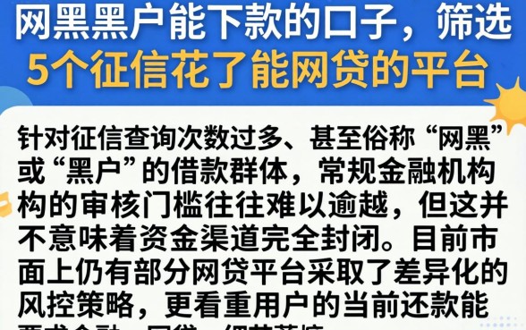 网黑黑户能下款的口子，筛选5个征信花了能网贷的平台