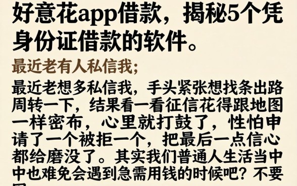 任意花app借款，揭秘5个凭身份证借款的软件