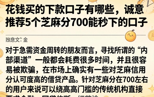 花钱买的下款口子有哪些，诚意推荐5个芝麻分700能秒下的口子