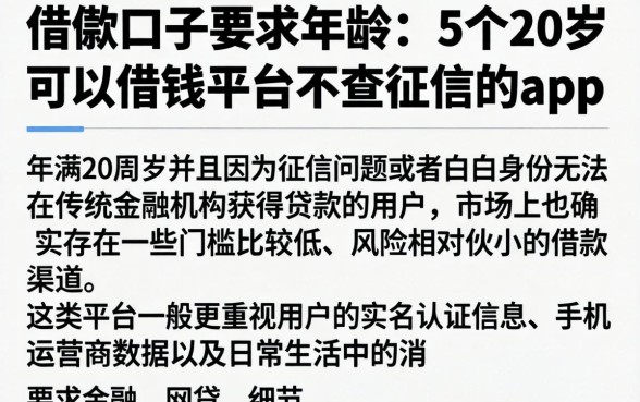 借款口子要求年龄，详细阐述5个20岁可以借钱平台不查征信的app