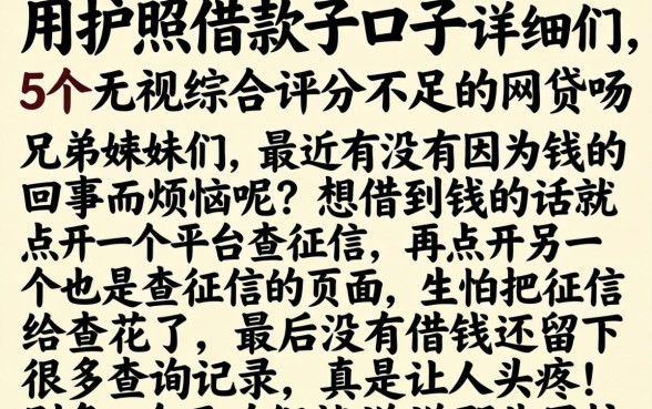 用护照借款的口子，详尽说明5个无视综合评分不足的网贷