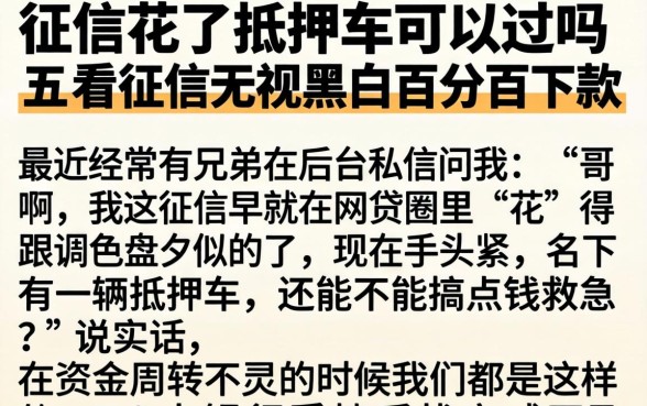 征信花了抵押车可以过吗，归纳五个不看征信无视黑白百分百下款