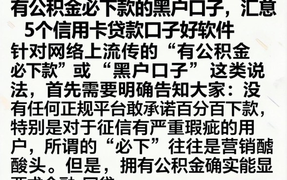 有公积金必下款的黑户口子,汇总5个信用卡贷款口子好软件