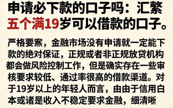 申请必下款的口子吗，汇整五个满19岁可以借款的口子