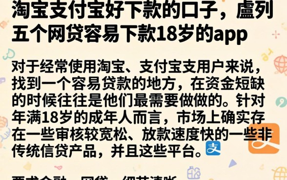 淘宝支付宝好下款的口子，胪列五个网贷容易下款18岁的app
