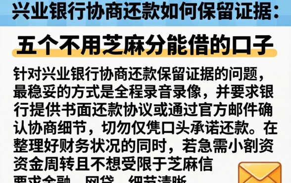 兴业银行协商还款如何保留证据，详细阐述五个不用芝麻分能借的口子