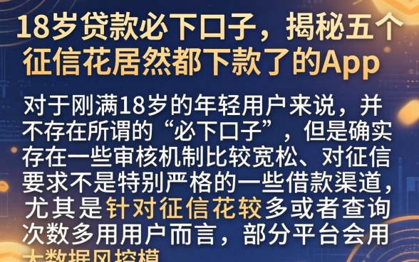 18岁贷款必下口子，揭秘五个征信花居然都下款了的app