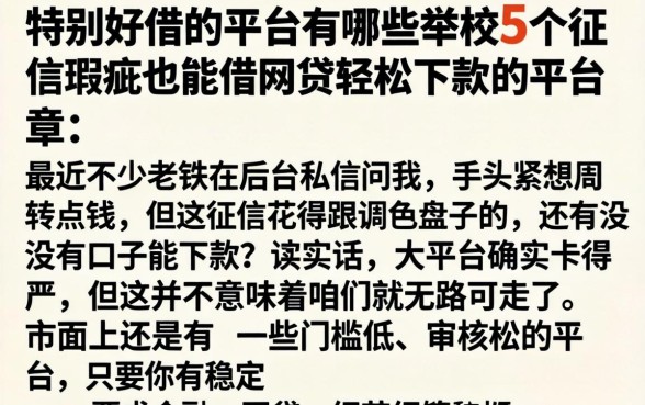 特别好借的平台有哪些，枚举5个征信瑕疵也能借网贷轻松下款的平台