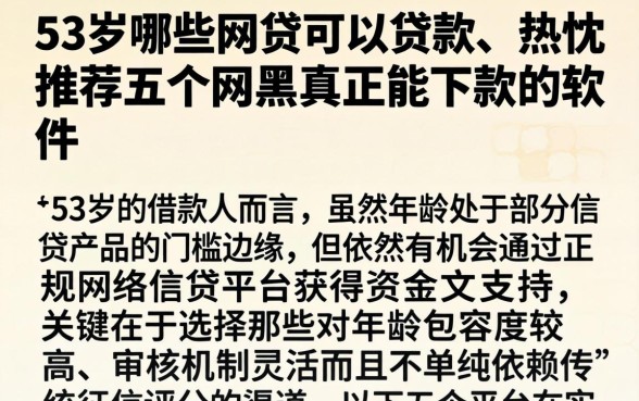 53岁哪些网贷可以贷款，热忱推荐五个网黑真正能下款的软件
