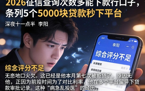 2026征信查询次数多能下款的口子，条列5个5000块贷款秒下平台
