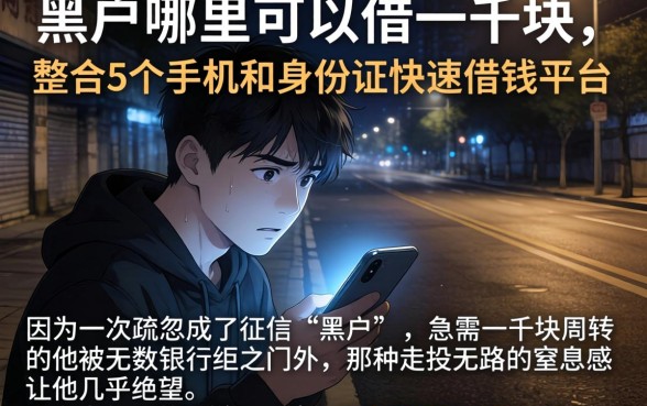 黑户哪里可以借一千块，整合5个手机和身份证快速借钱平台