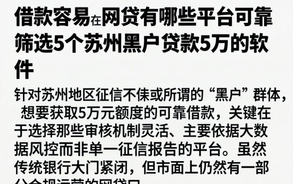 借款容易的网贷有哪些平台可靠，筛选5个苏州黑户贷款5万的软件