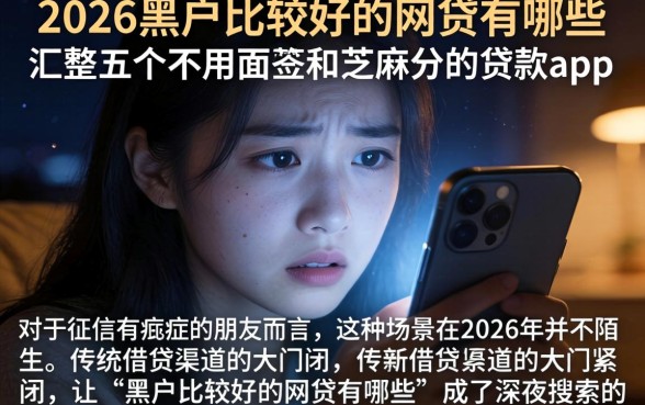 2026黑户比较好的网贷有哪些，汇整五个不用面签和芝麻分的贷款app