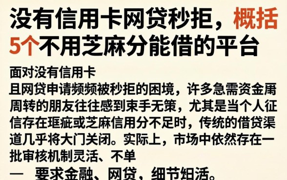 没有信用卡网贷秒拒，概括5个不用芝麻分能借的平台