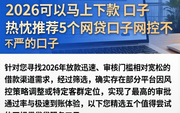2026可以马上下款的口子，热忱推荐5个网贷口子风控不严的口子
