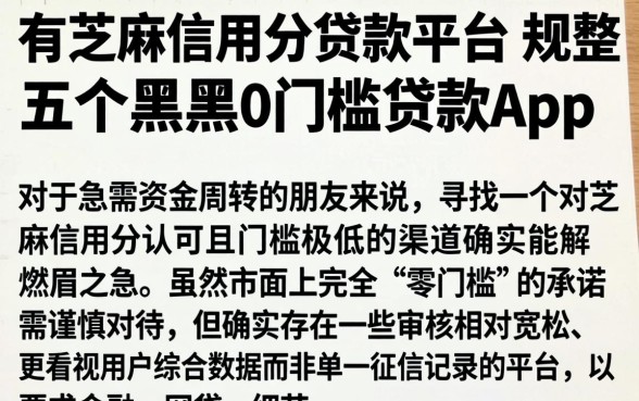 有芝麻信用分贷款平台，规整五个黑户0门槛贷款app
