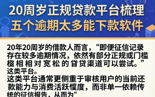 20周岁正规贷款平台，梳理五个逾期太多能下款软件