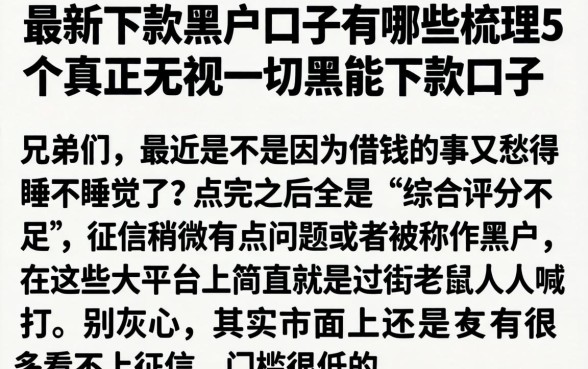 最新下款黑户口子有哪些，梳理5个真正无视一切黑能下款口子
