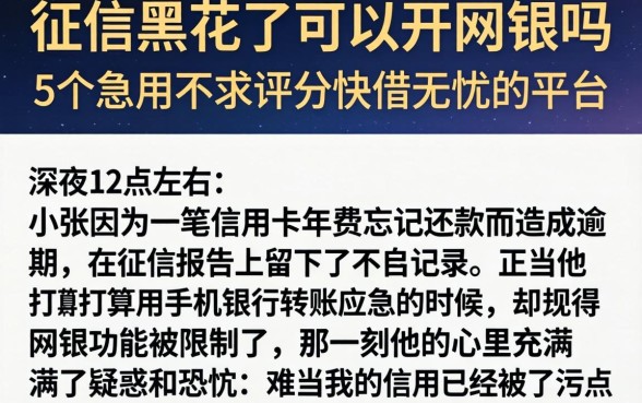 征信黑花了可以开网银吗，详细阐述5个急用不求评分快借无忧的平台