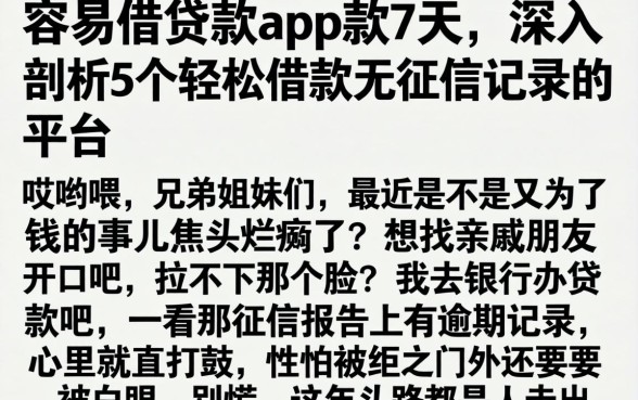 容易借贷款app款7天，深入剖析5个轻松借款无征信记录的平台