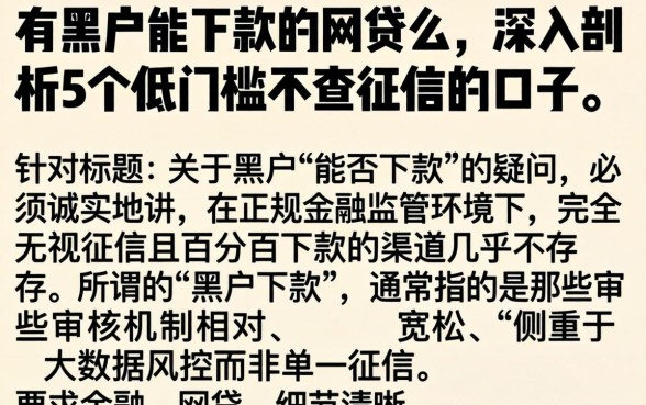 有黑户能下款的网贷么，深入剖析5个低门槛不查征信的口子