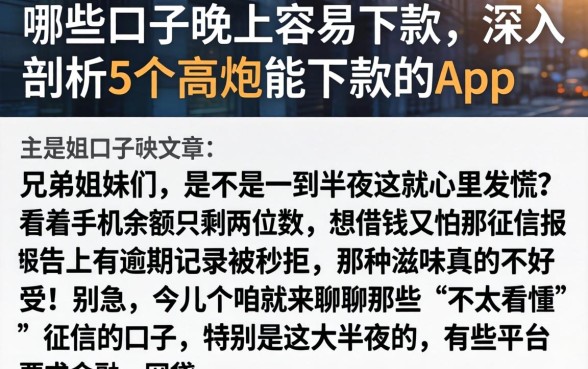 哪些口子晚上容易下款,深入剖析5个高炮能下款的app