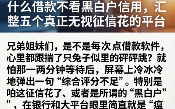 什么借款不看黑白户信用，汇整五个真正无视征信花的平台