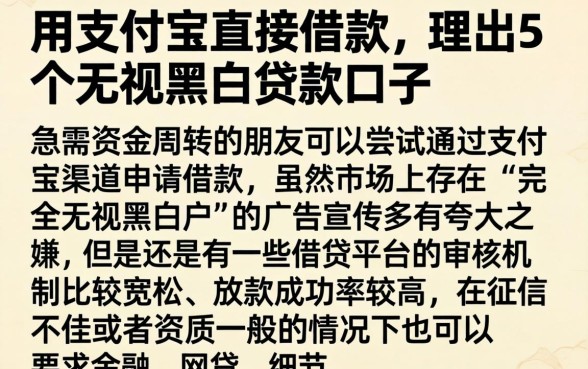 用支付宝直接借款，理出5个无视黑白贷款口子