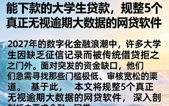 能下款的大学生贷款,规整5个真正无视逾期大数据的网贷软件