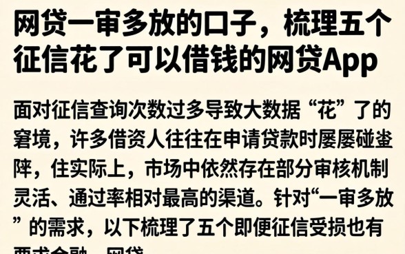 网贷一审多放的口子，梳理五个征信花了可以借钱的网贷app