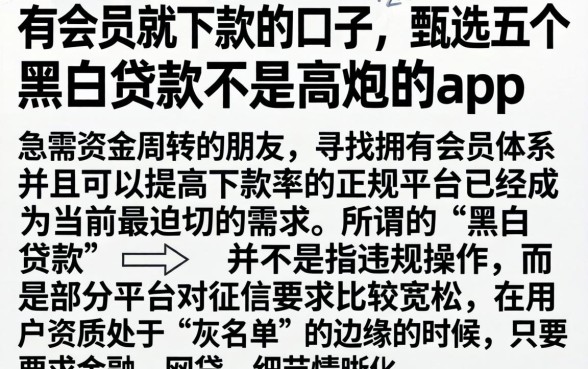 有会员就下款的口子，甄选五个黑白贷款不是高炮的app