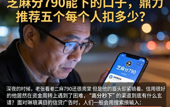 芝麻分790能下的口子，鼎力推荐五个每个人扣多少？