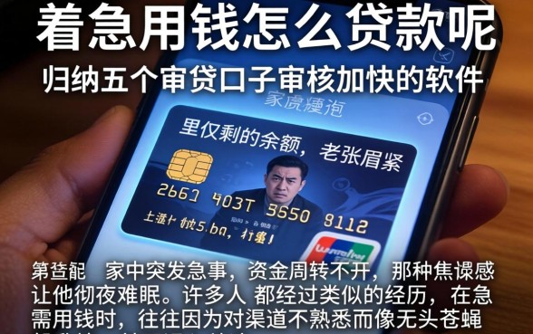 着急用钱怎么贷款呢，归纳五个审贷口子审核加快的软件