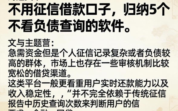 不用征信借款口子，归纳5个不看负债查询的软件