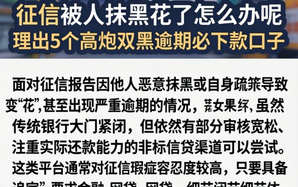 征信被人抹黑花了怎么办呢，理出5个高炮双黑逾期必下款口子
