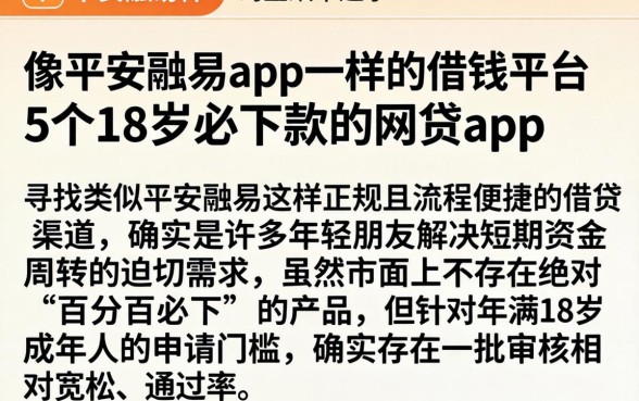 像平安融易app一样的借钱平台，详尽说明5个18岁必下款的网贷app