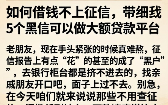 如何借钱不上征信，详尽说明5个黑户可以做大额贷款平台