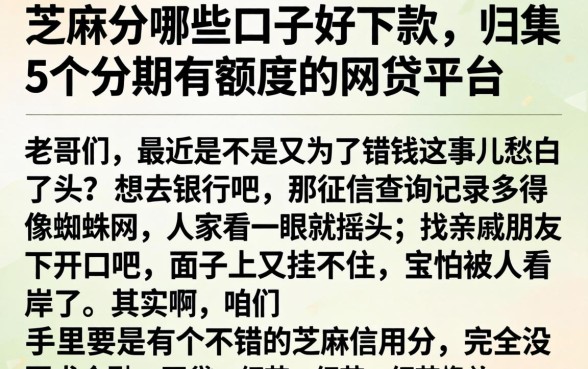 芝麻分哪些口子好下款，归集5个分期有额度的网贷平台