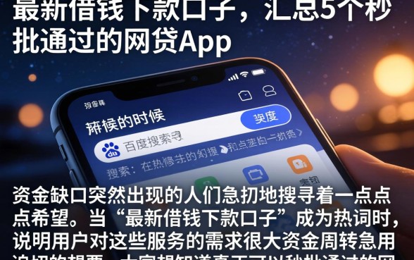 最新借钱下款口子，汇总5个秒批通过的网贷app