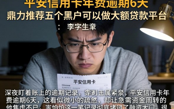 平安信用卡年费逾期6天，鼎力推荐五个黑户可以做大额贷款平台